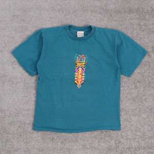 Vintage Bugle Boy Boys Large Solid Blue Short Sleeve T-Shirt